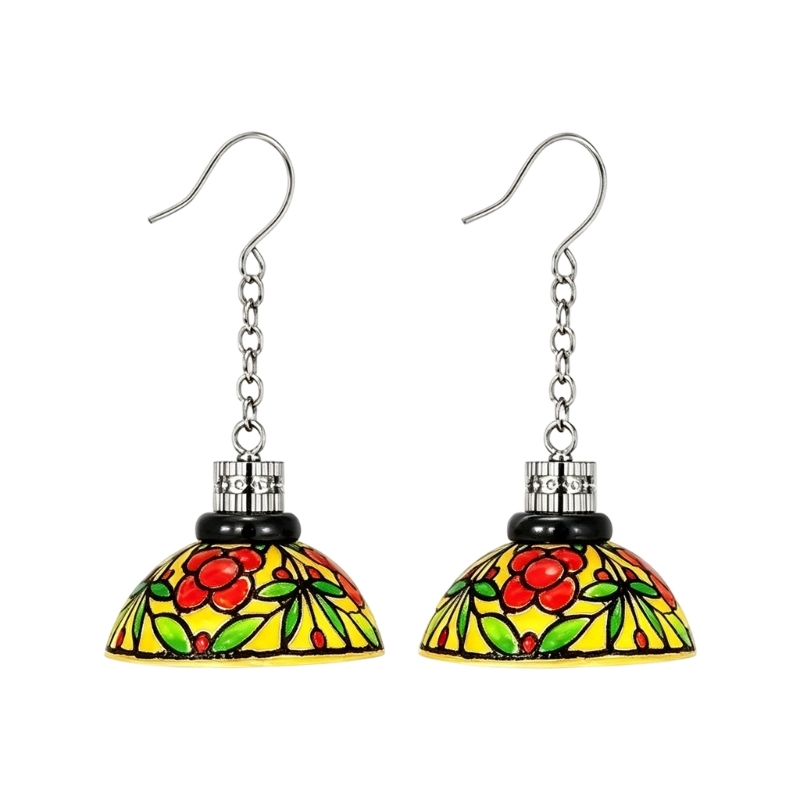 Geometric Lamp Shade - 195C Floral Drop Earrings Pair with
