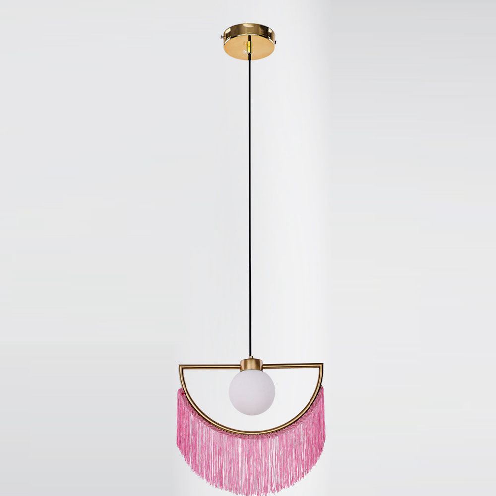 Geometric Lamp Shade - Boho Tassel Pendant Light Modern Half