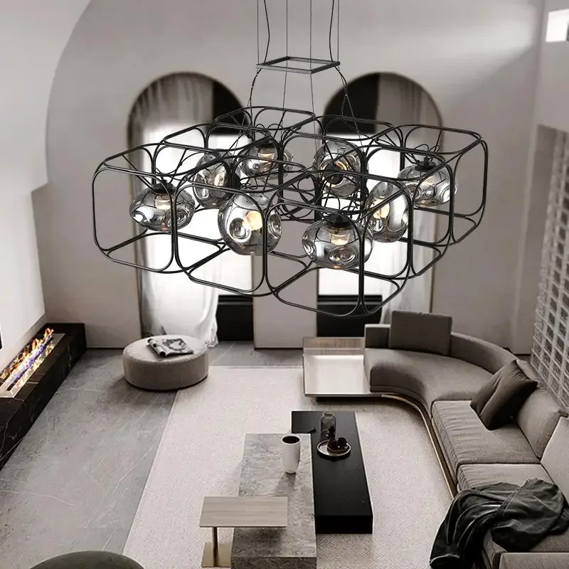 Retro LED Chandelier Black Geo - Geometric Lamp Shade recension och pris