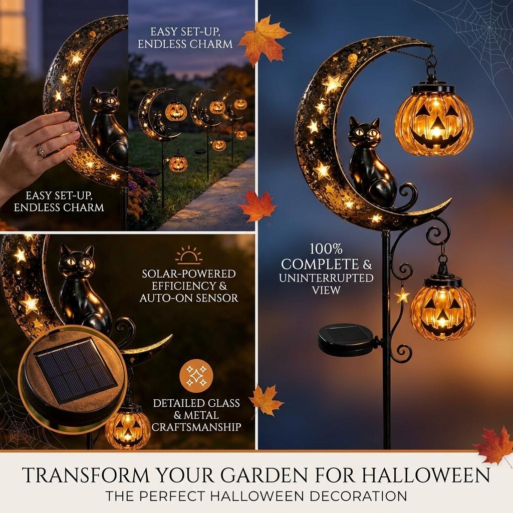 Halloween Black Cat Moon Groun - Led Moon Lamp recension och pris