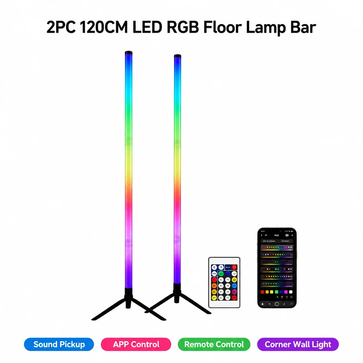2 Pack RGB LED Corner Floor La - Ambient Lighting Decor For Room recension och pris