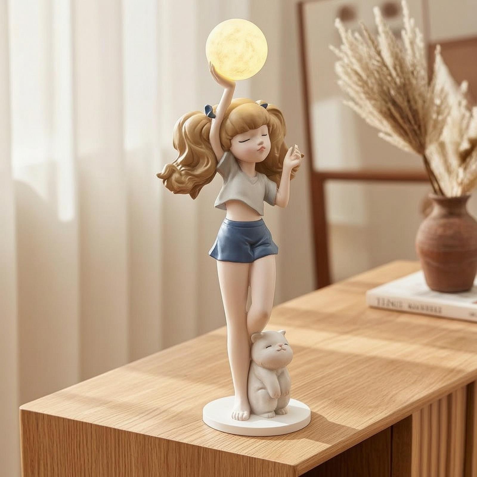Elegant Girl Figurine Lamp wit - Ambient Lighting Decor For Room recension och pris