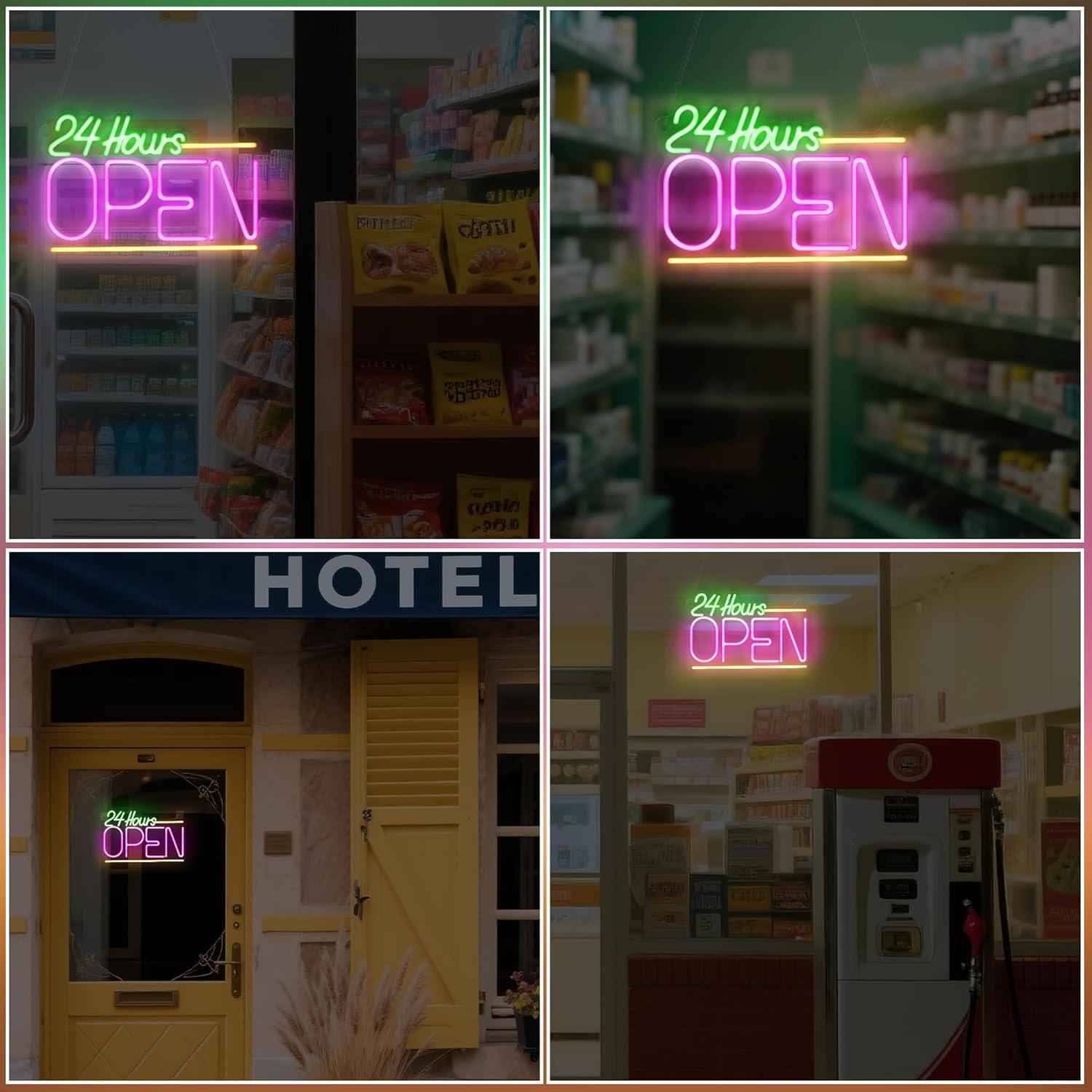 Open 24 Hours Neon Sign USB LE - Decor Lighting Opening Hours recension och pris
