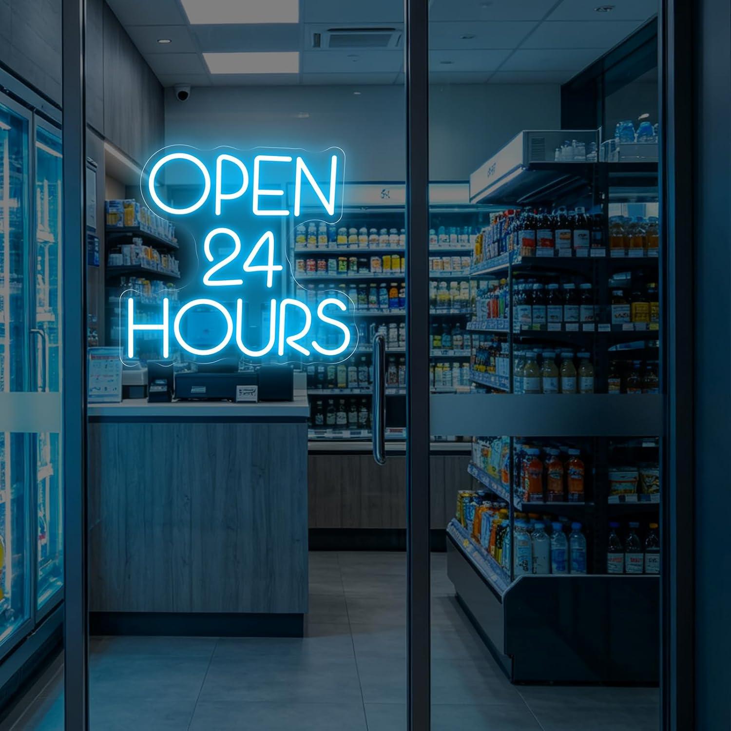 Open 24 Hours Neon Sign USB Di - Decor Lighting Opening Hours recension och pris