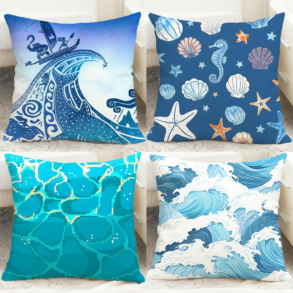 Light blue ocean ripple Cushio - Lighting Decor And Beyond recension och pris
