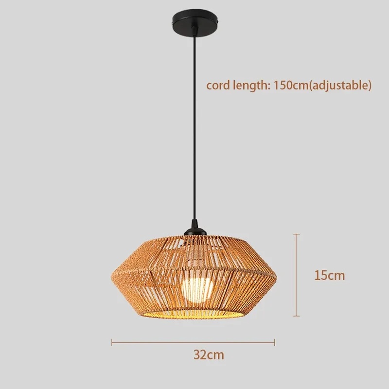 Boho Rattan Woven Pendant Ligh - Geometric Lamp Shade recension och pris
