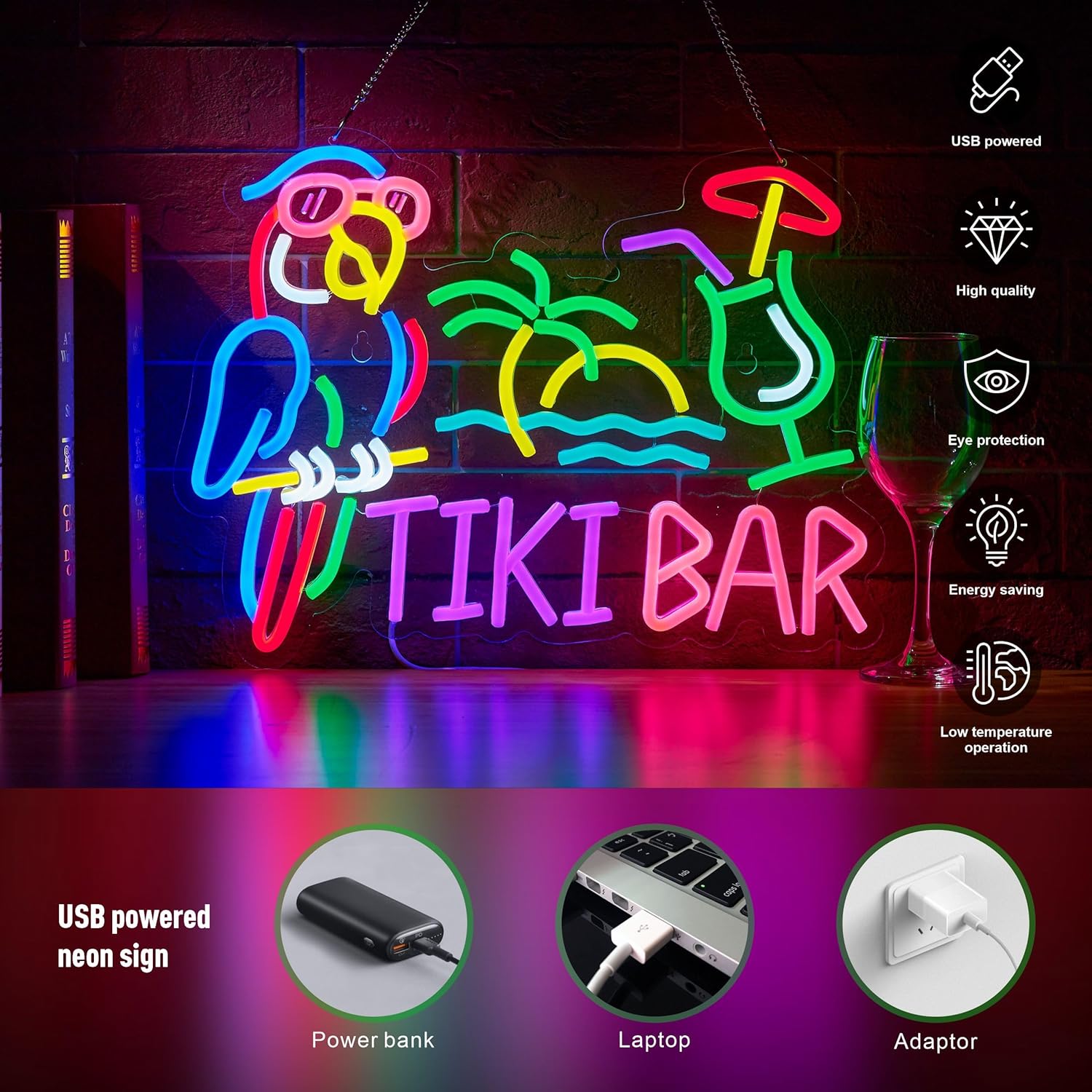 Tiki Bar Parrot Palm Tree Neon - Restaurant Lighting Decoration recension och pris