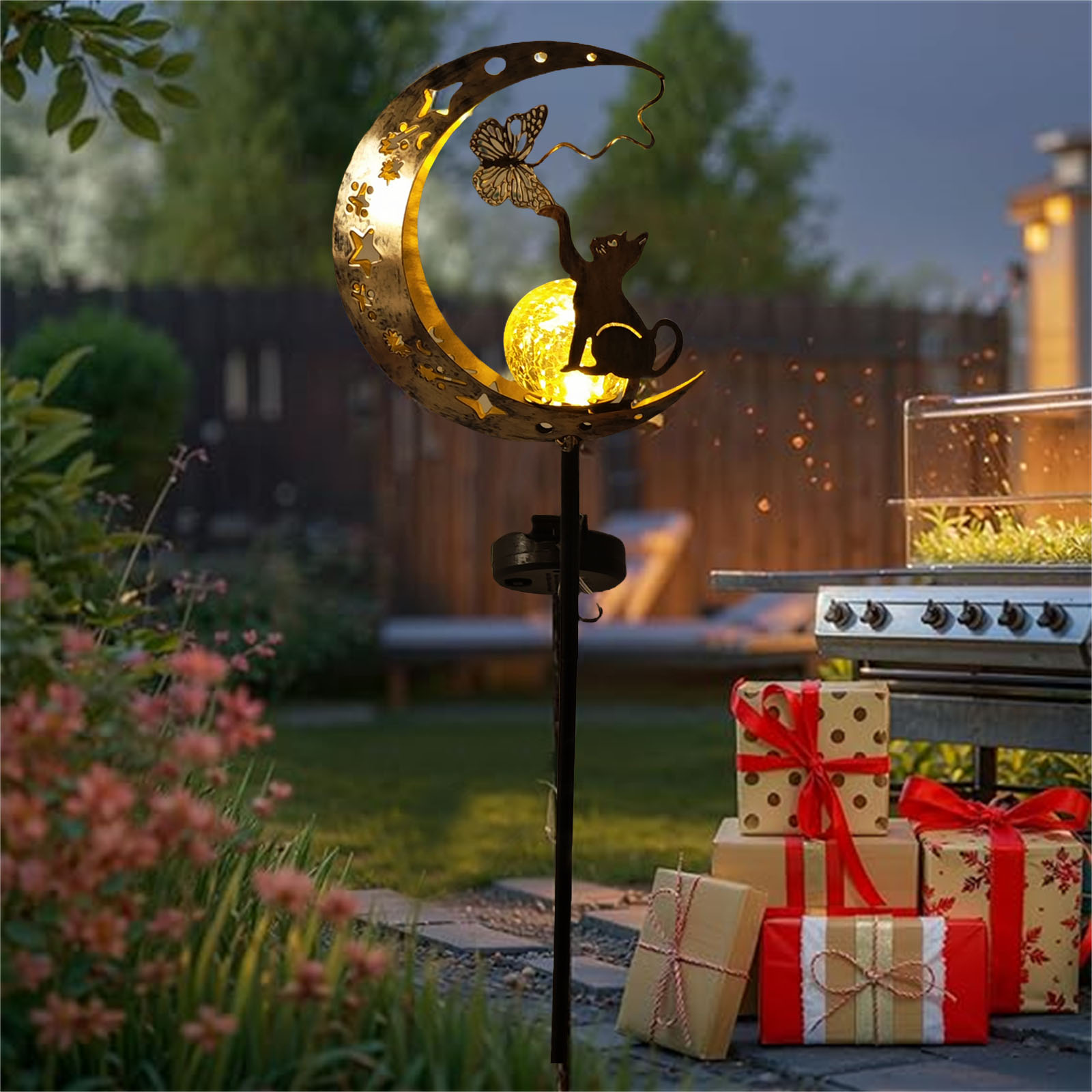 1 PC Cat Moon Solar Light Iron - Elements Lighting Decor recension och pris
