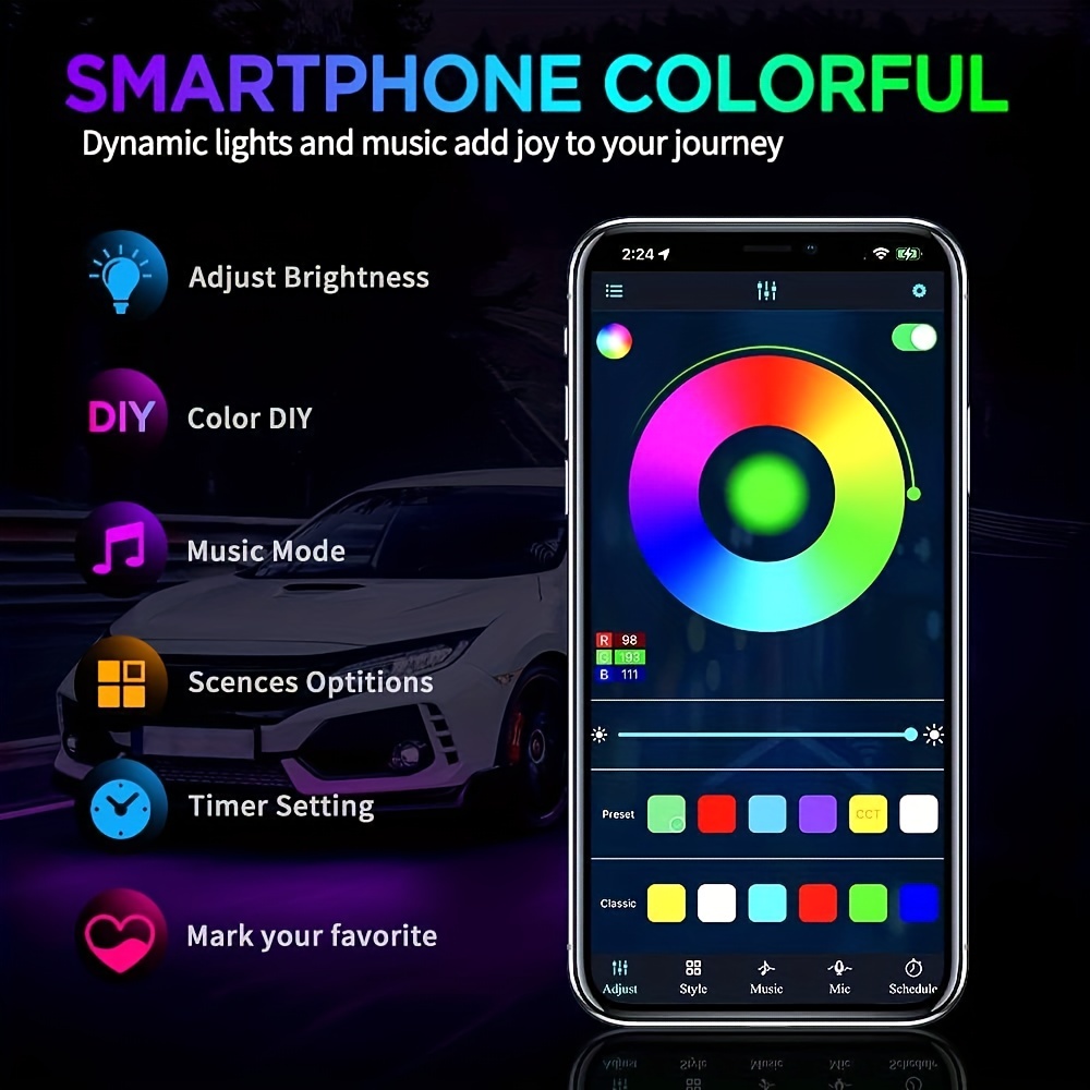 RGB Flexible Car Underglow Lig - Lighting Bolt Decor recension och pris
