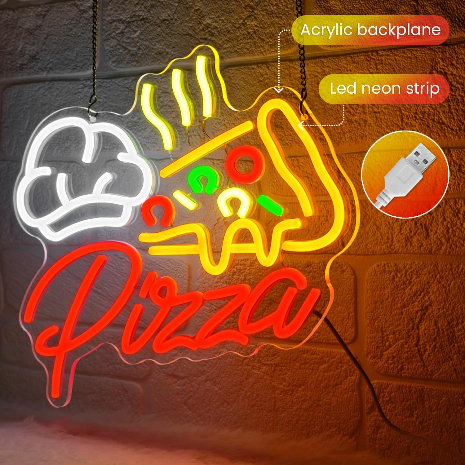 Pizza Neon Sign Colorful Pizza - Restaurant Lighting Decoration recension och pris