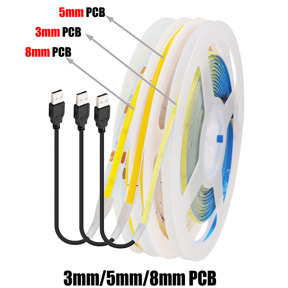 5V USB 3MM 5MM PCB COB LED Str - Decor Lighting Hours recension och pris